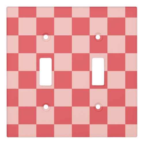 Pink Red Checkered Gingham Pattern Light Switch Cover
