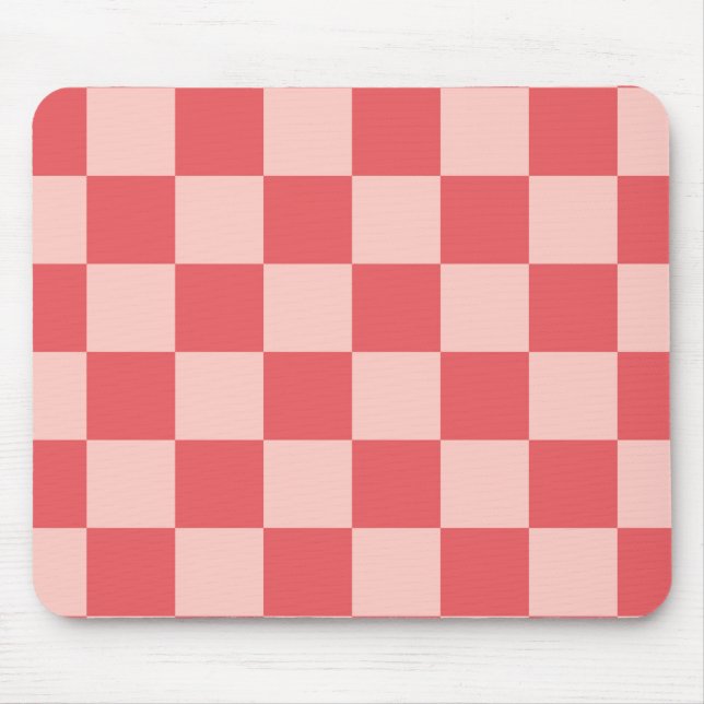 Pink Red Checkered Gingham Pattern Mouse Pad (Front)