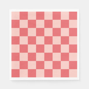 Pink Red Checkered Gingham Pattern Napkins