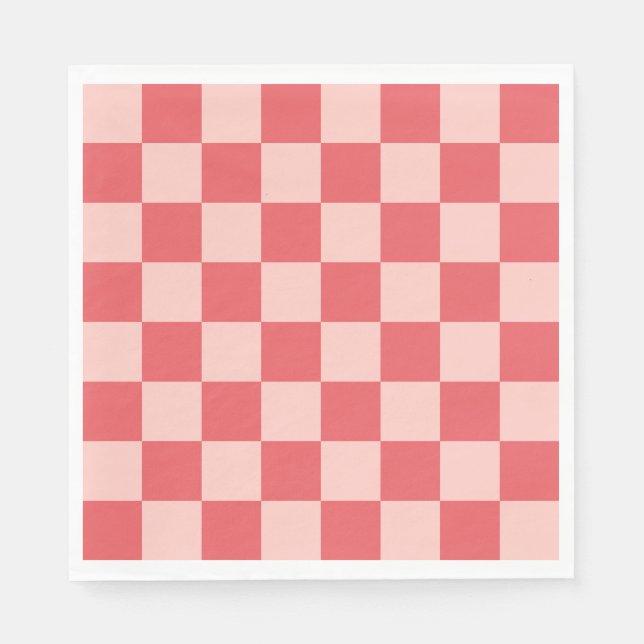 Pink Red Checkered Gingham Pattern Napkins (Front)