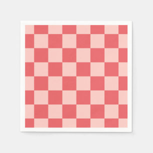 Pink Red Checkered Gingham Pattern Napkins