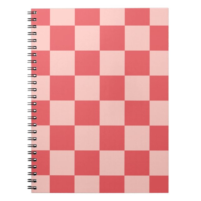 Pink Red Checkered Gingham Pattern Notebook (Front)