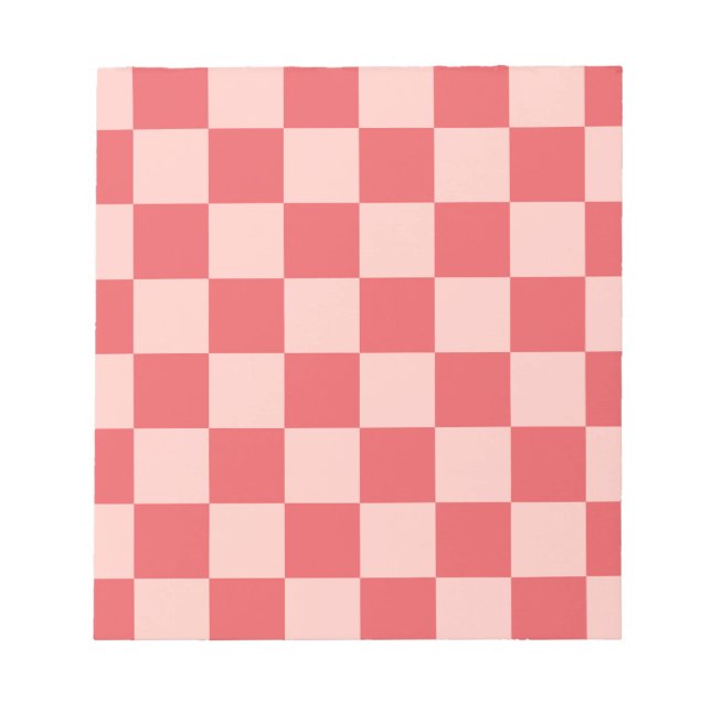 Pink Red Checkered Gingham Pattern Notepad (Front)