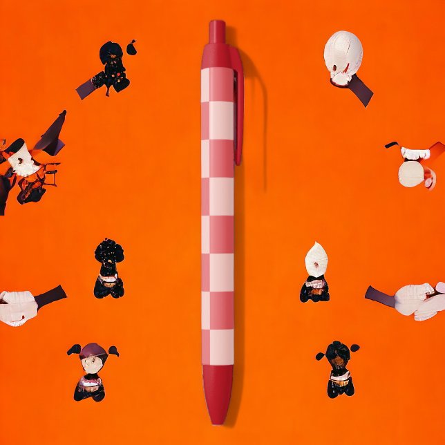 Pink Red Checkered Gingham Pattern Pen (Zazzle Pink Red Checkered Gingham Black Ink Pen)