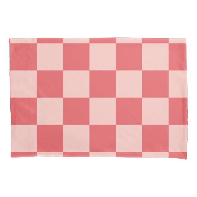 Pink Red Checkered Gingham Pattern Pillow Case (Front)