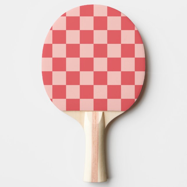 Pink Red Checkered Gingham Pattern Ping Pong Paddle (Front)