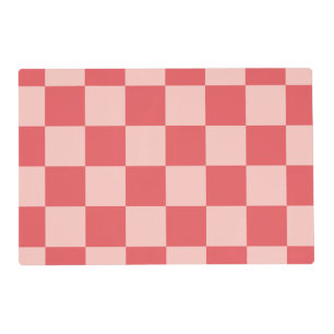Pink Red Checkered Gingham Pattern Placemat