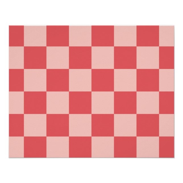 Pink Red Checkered Gingham Pattern Poster (Front)