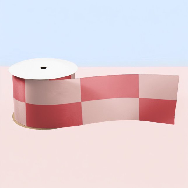Pink Red Checkered Gingham Pattern Satin Ribbon (Creator Uploaded)