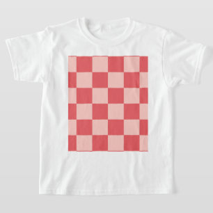 Pink Red Checkered Gingham Pattern T-Shirt