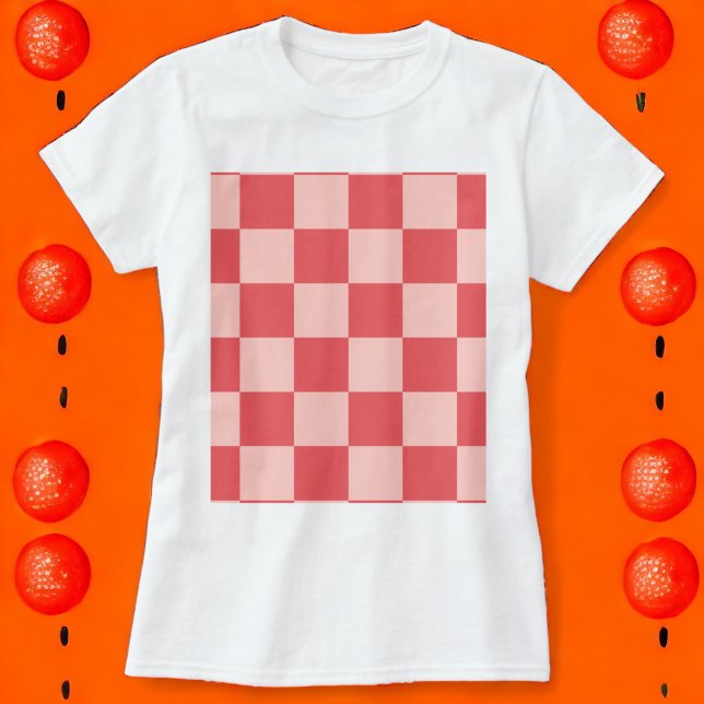 Pink Red Checkered Gingham Pattern T-Shirt (Zazzle Pink Red Checkered Gingham Pattern Tshirt)