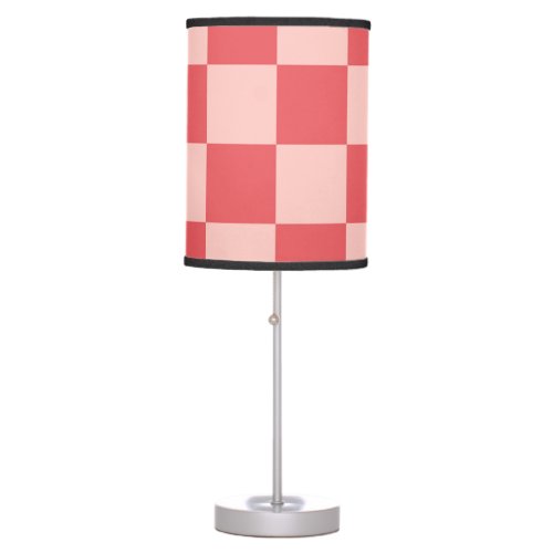 Pink Red Checkered Gingham Pattern Table Lamp