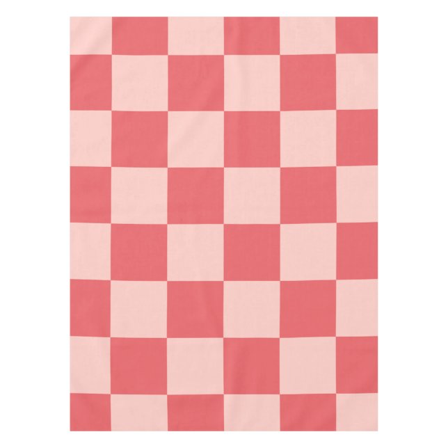 Pink Red Checkered Gingham Pattern Tablecloth (Front)