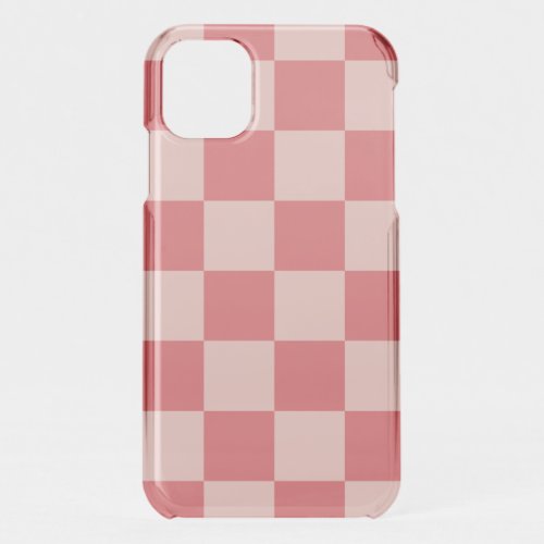 Pink Red Checkered Gingham Pattern iPhone 11 Case