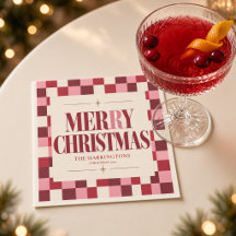 Pink & Red Checkered Merry Christmas