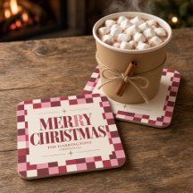 Pink & Red Checkered Merry Christmas