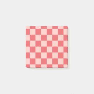 Pink Red Checkered Minimalist Retro Feminine Post-it Notes