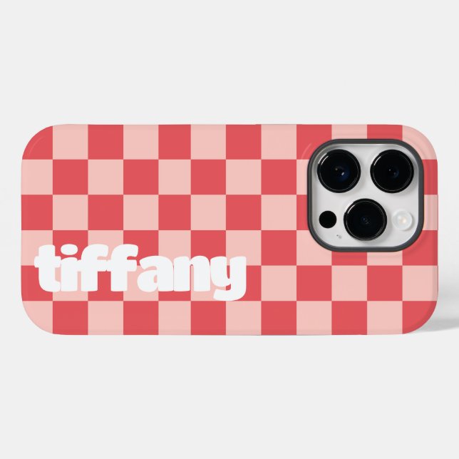 Pink Red Checkered Phone Case (Back (Horizontal))