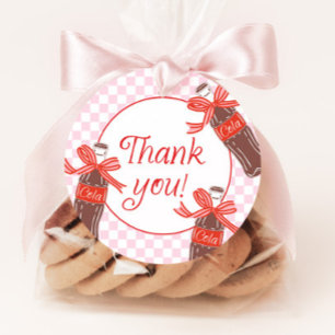 Pink & Red Checkered Retro Girls Baby Shower Favor Tags