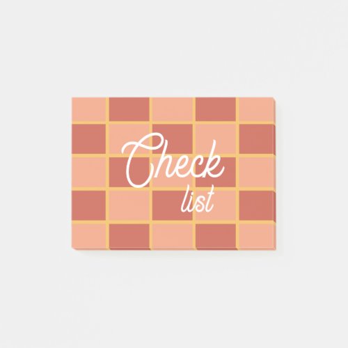 Pink Red Checkered Square Pattern Post_it Notes