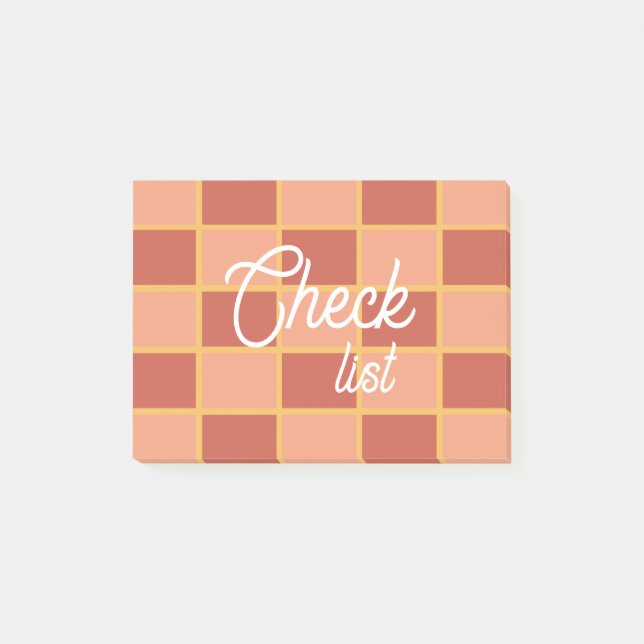 Pink Red Checkered Square Pattern Post-it Notes (Front)
