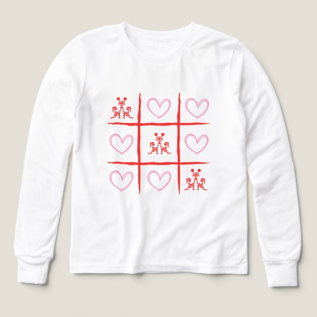 Pink & Red Cheer Tic-Tac-Toe Valentine's Day  Tri-Blend Shirts (Design Front)