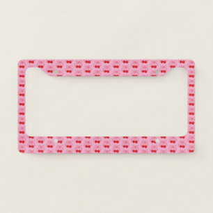 Pink Red Cherries Cute Coquette Fruit Girly Trendy License Plate Frame