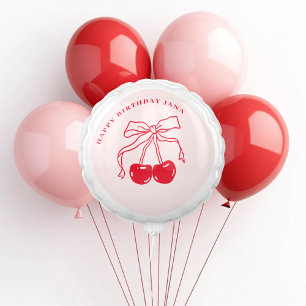 Pink & Red Cherry Birthday – Customizable Balloon