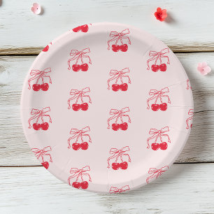 Pink & Red Cherry Birthday Paper Plates