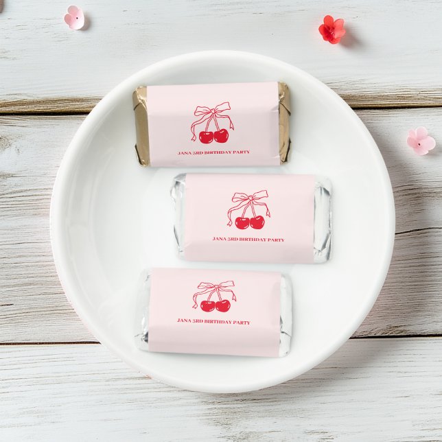 Pink & Red Cherry Birthday Party  Hershey's Miniatures (Creator Uploaded)