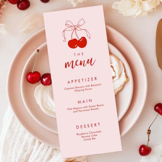 Pink Red Cherry Bridal Shower Menu (Creator Uploaded)