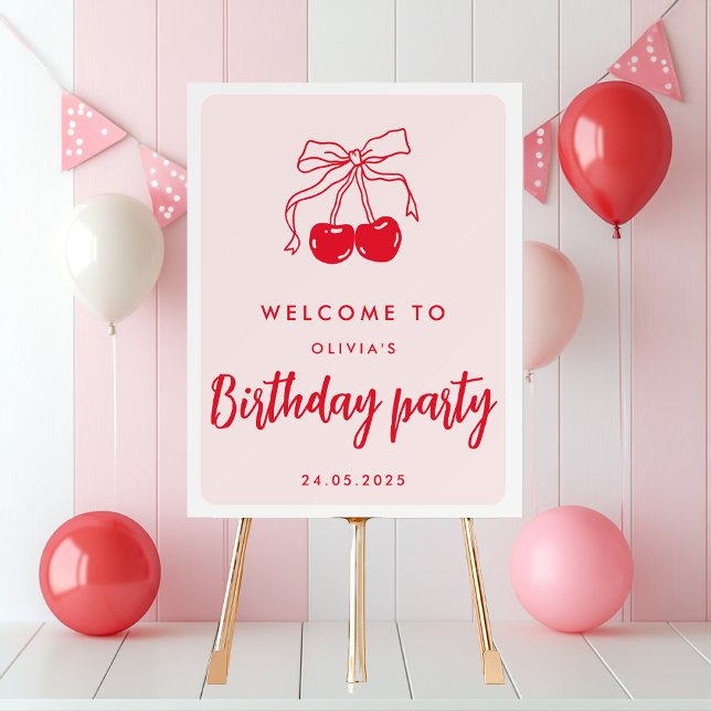 Pink & Red Cherry Welcome Birthday  Foam Board (Creator Uploaded)