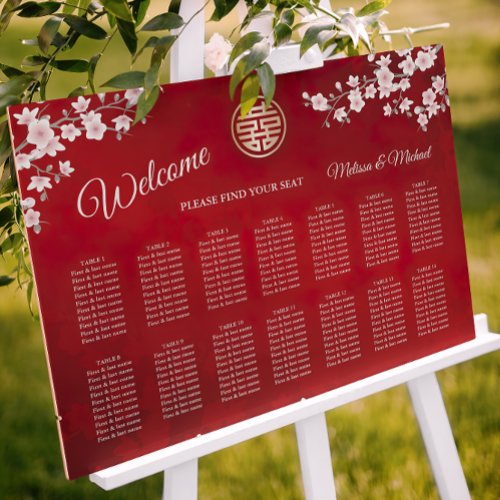  Pink Red Chinese Wedding Seating Chart Foam Board