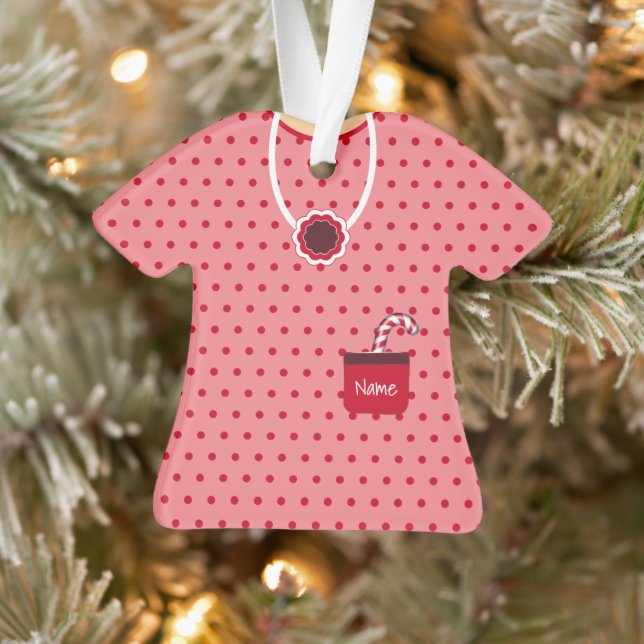  Pink & Red Christmas Party Dress Personalized Ornament (Tree)