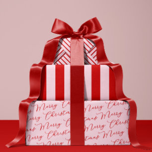 Pink Red Classic Stripes Wrapping Paper Sheets
