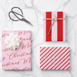 Pink Red Classic Stripes Wrapping Paper Sheets<br><div class="desc">Pink Red Classic Merry Christmas Wrapping Paper Sheets</div>