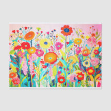 Pink Red Colors Flower Abstract Painting Decoupage