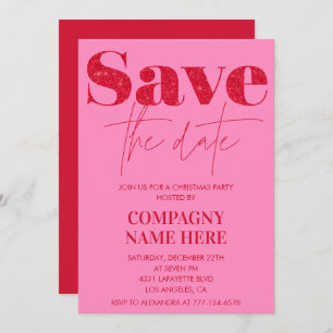 Pink Red Company Christmas Party Save the date Invitation