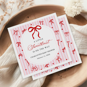 Pink Red Coquette Bow Valentine Baby Shower Napkins