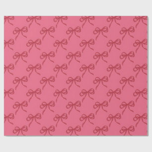 Pink red coquette bows minimal and cute wrapping paper