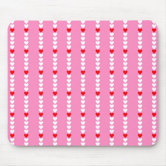 Pink Red Cute Simple Heart Stripe Y2K Pattern  Mouse Pad (Front)