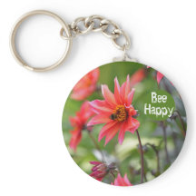 Pink & Red Dahlia Bee Happy Flowers Motivational
