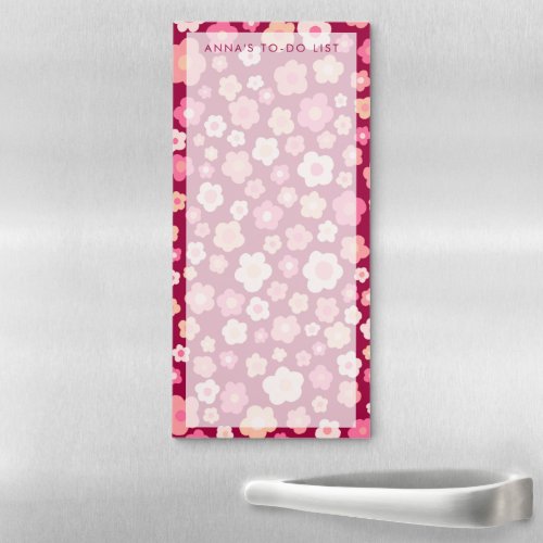 Pink Red Daisy Custom Grocery Shopping To_Do List Magnetic Notepad