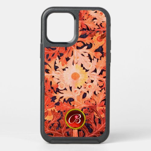 PINK RED DAISY  FLORAL GEM MONOGRAM OtterBox SYMMETRY iPhone 12 CASE