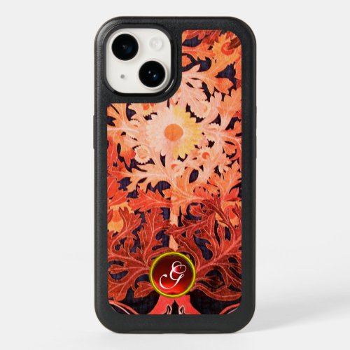 PINK RED DAISY  FLORAL GEM MONOGRAM OtterBox iPhone 14 CASE