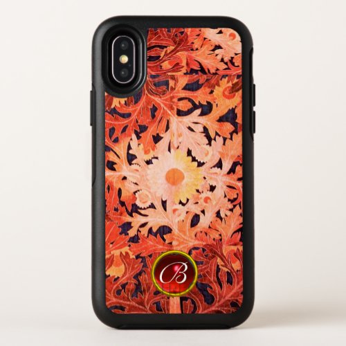 PINK RED DAISY  FLORAL GEM MONOGRAM OtterBox SYMMETRY iPhone X CASE