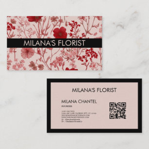 Pink Red Daisy Modern Trendy Flower Florist Business Card