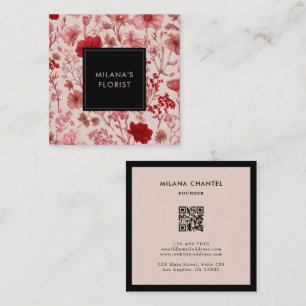 Pink Red Daisy Modern Trendy Flower Florist Square Business Card
