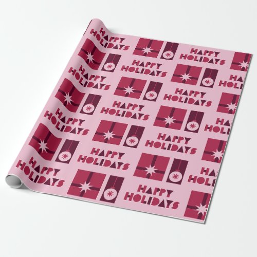 Pink Red Dark Red Geometric Style in Christmas Wrapping Paper