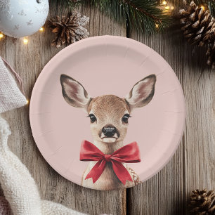 Pink & Red Deer   Woodland Birthday Party Paper Plates